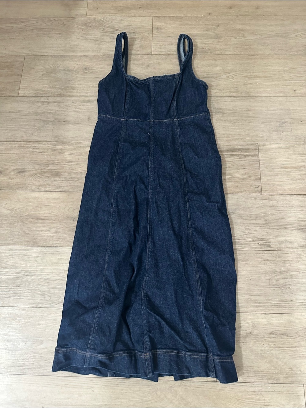 Old Navy Dark Blue Denim Midi Dress with Spaghetti Straps